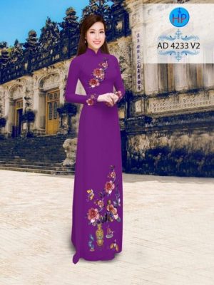 Vải áo dài hoa hồng AD 4233