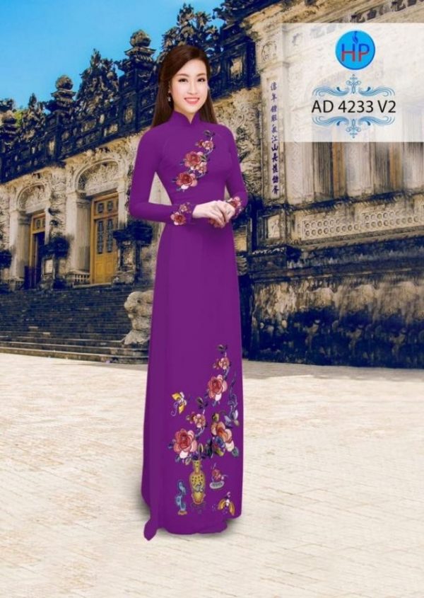 Vải áo dài hoa hồng AD 4233