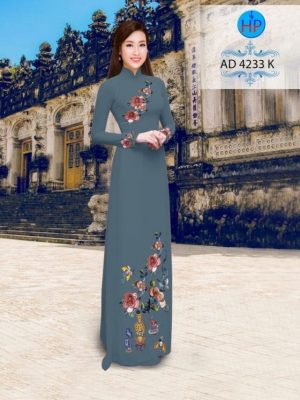 Vải áo dài hoa hồng AD 4233