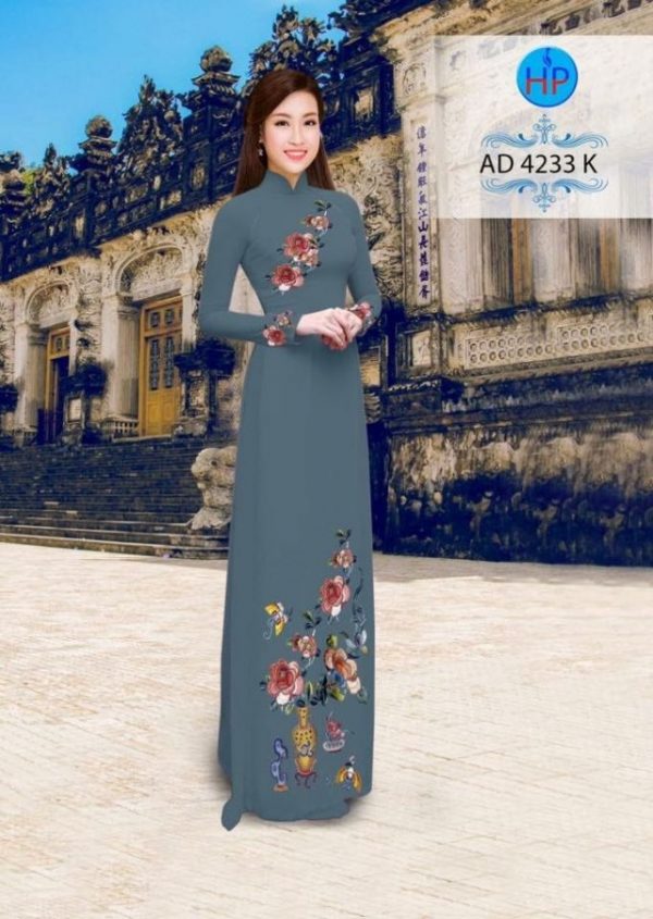 Vải áo dài hoa hồng AD 4233