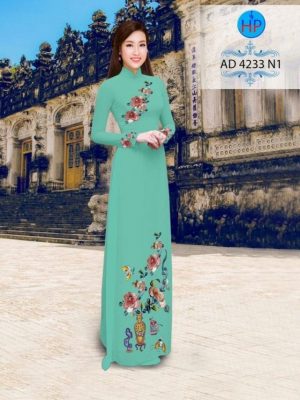 Vải áo dài hoa hồng AD 4233