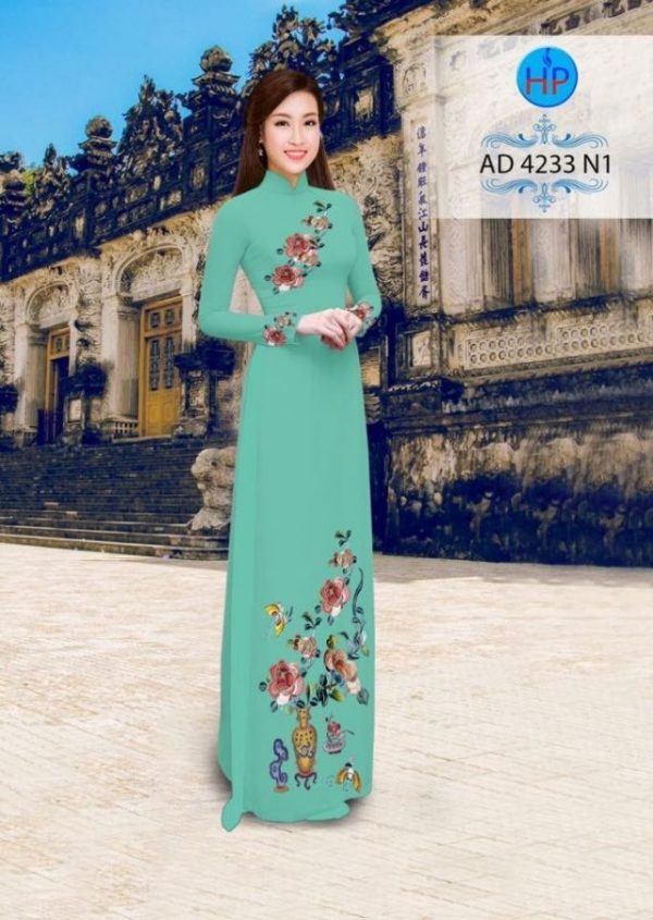 Vải áo dài hoa hồng AD 4233