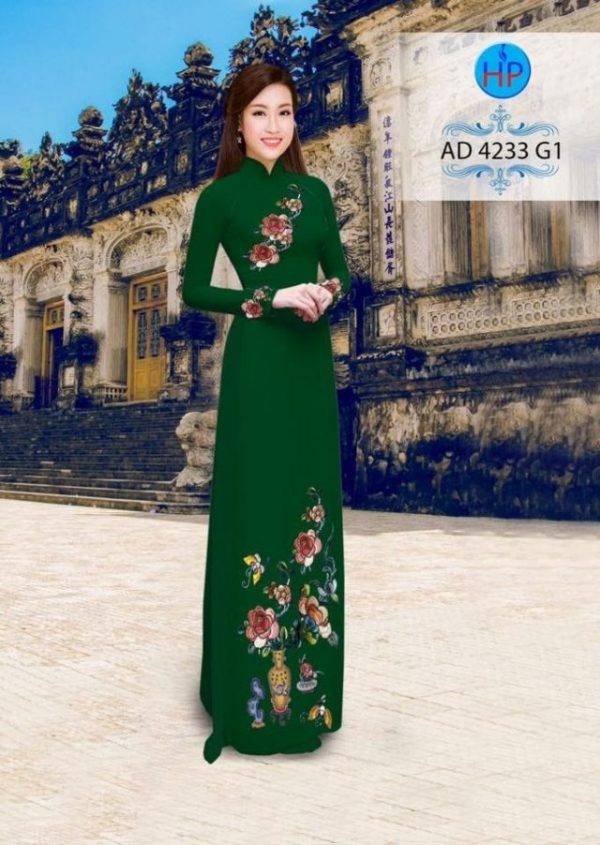 Vải áo dài hoa hồng AD 4233