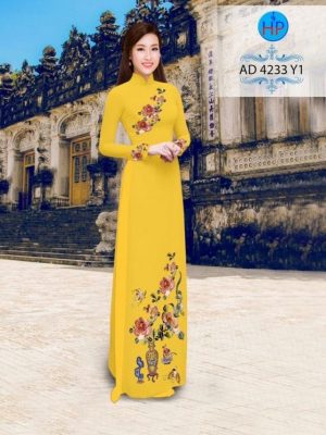 Vải áo dài hoa hồng AD 4233