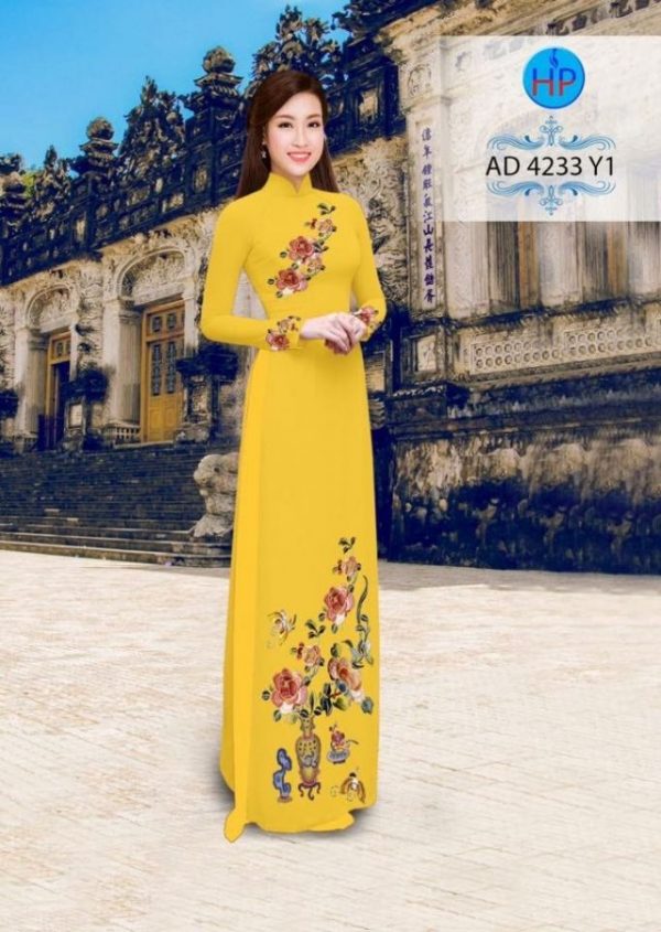 Vải áo dài hoa hồng AD 4233