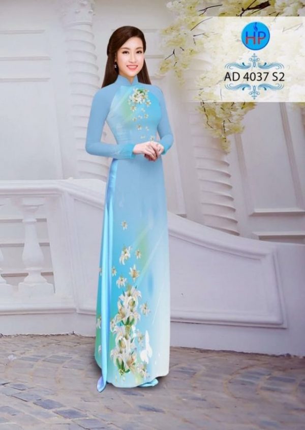 Vải áo dài in hình hoa ly AD 4037