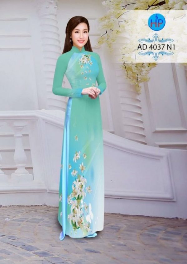 Vải áo dài in hình hoa ly AD 4037