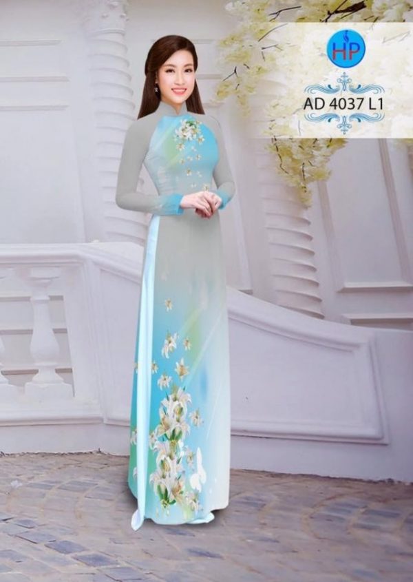 Vải áo dài in hình hoa ly AD 4037