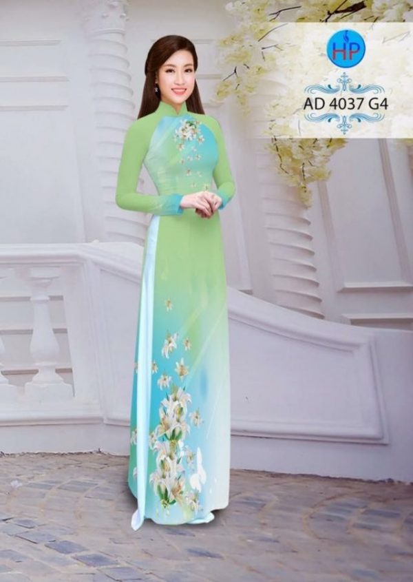 Vải áo dài in hình hoa ly AD 4037