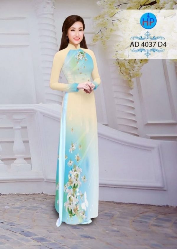 Vải áo dài in hình hoa ly AD 4037