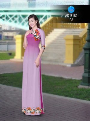 Vải áo dài in hình hoa ly AD B182