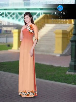 Vải áo dài in hình hoa ly AD B182