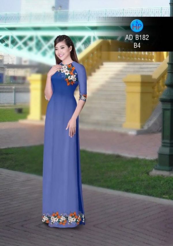 Vải áo dài in hình hoa ly AD B182