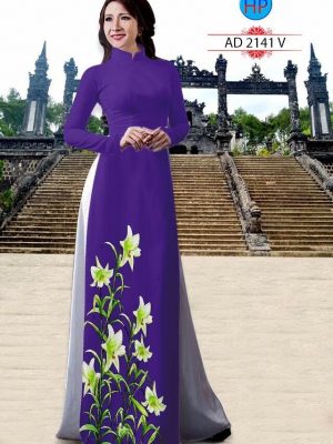 Vải áo dài hình hoa Ly đẹp AD 2141
