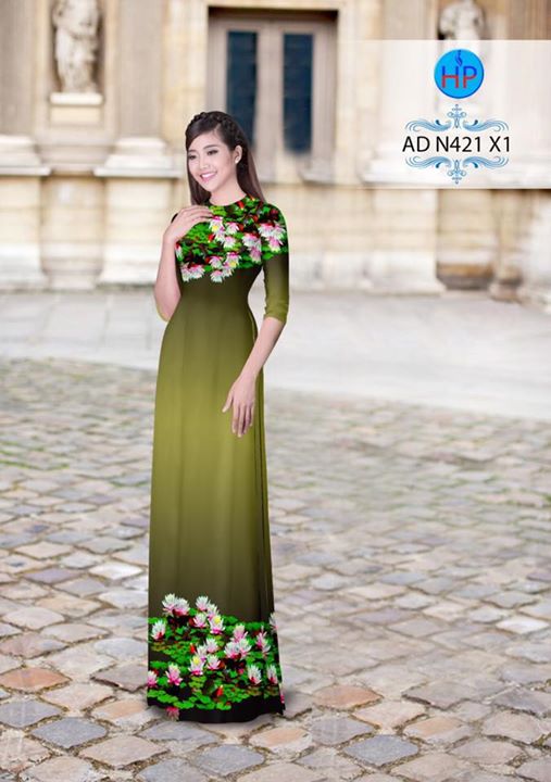 Vải áo dài in hình hoa súng AD N421 7