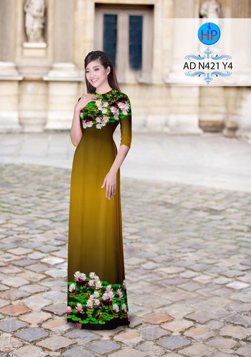 Vải áo dài in hình hoa súng AD N421 9