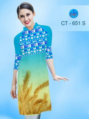 Vải áo dài cách tân in hình bông lau AD CT 651