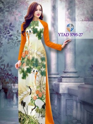 Vải áo dài hình chim cò AD YTAD 3795