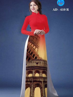 Vải áo dài phong cảnh tháp nghiên Ý AD 610