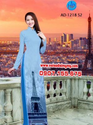 Vải áo dài hình tháp Eiffel AD 1218