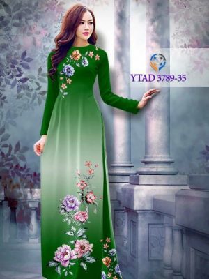 áo dài in hình hoa đẹp thanh mảnh AD YTAD 3789