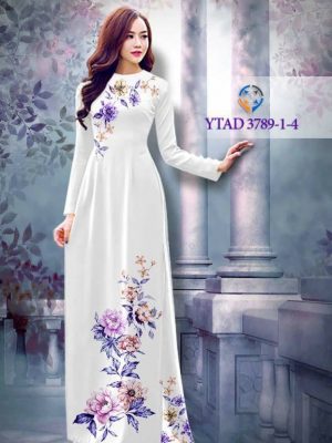 Vải áo dài hoa mẫu đơn AD YTAD 3789