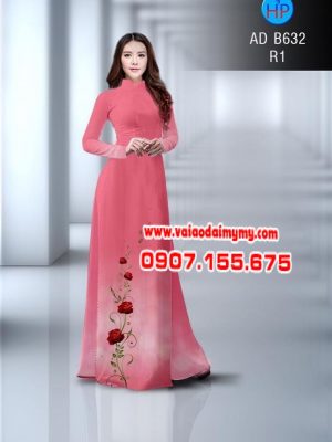 Vải áo dài hoa hồng AD B632