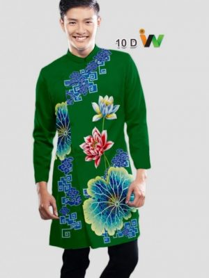 Vải áo dài nam hình hoa sen AD N10