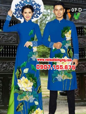 Vải áo dài cặp đôi hoa sen AD IW 07