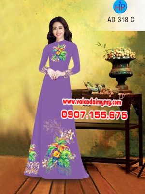 Vải áo dài hình hoa Tulip AD 318