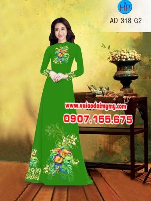 Vải áo dài hình hoa Tulip AD 318