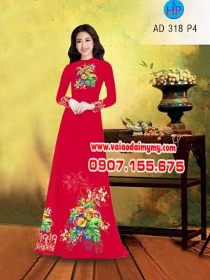 Vải áo dài hình hoa Tulip AD 318