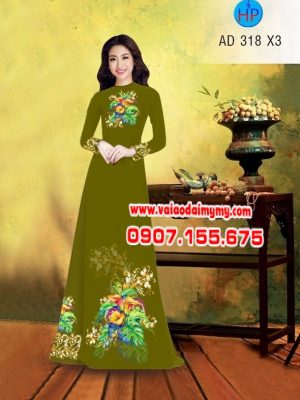 Vải áo dài hình hoa Tulip AD 318