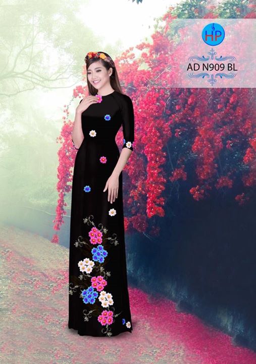 Vải áo dài in hình hoa cúc 3D AD N909 33