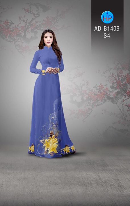 Vải áo dài hoa lily AD B1409 34