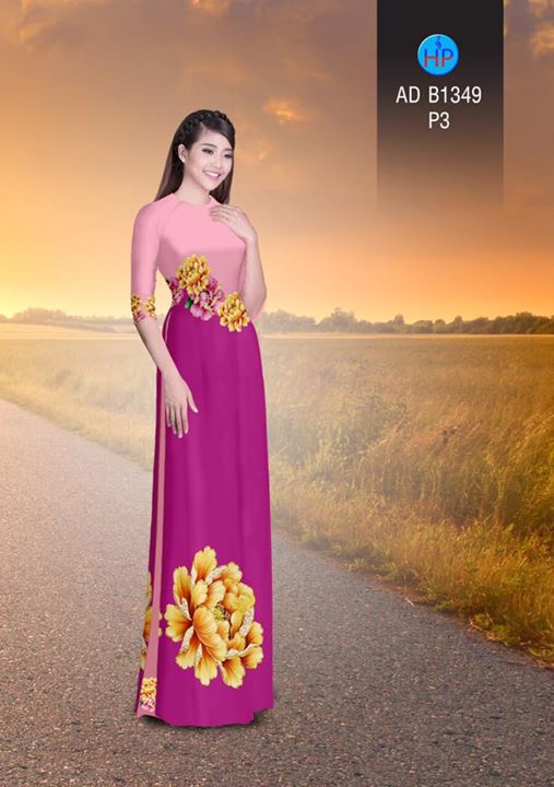 Vải áo dài hoa Mẫu Đơn AD B1349 32