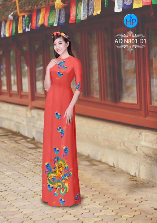 Vải áo dài hình rồng AD N801 33