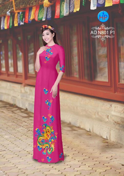 Vải áo dài hình rồng AD N801 35