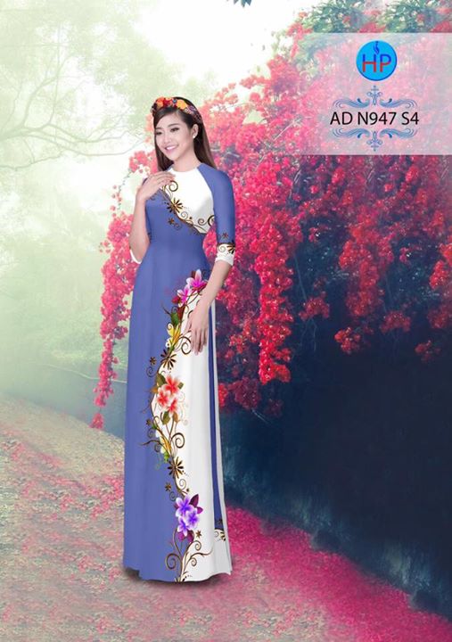 Vải áo dài hoa in 3D dọc thân AD N947 27