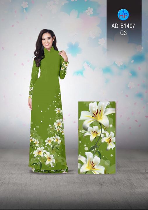 Vải áo dài Hoa lily AD B1407 34