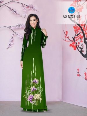 Vải áo dài hoa cẩm chướng AD N738