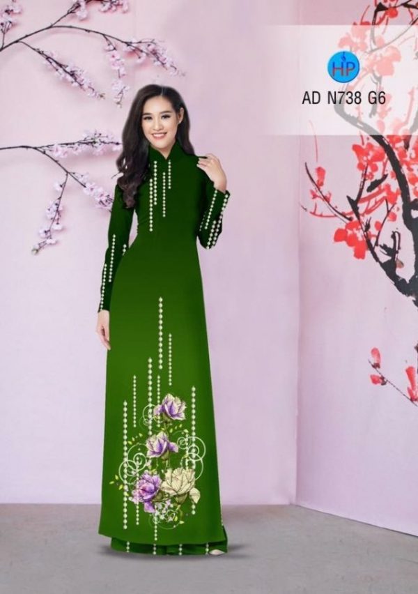 Vải áo dài hoa cẩm chướng AD N738