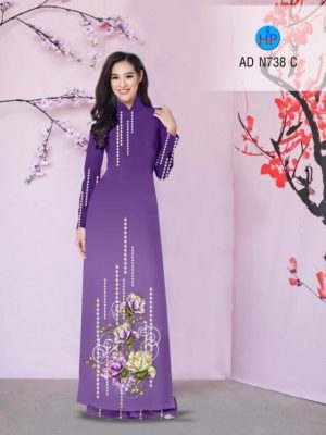 Vải áo dài hoa cẩm chướng AD N738