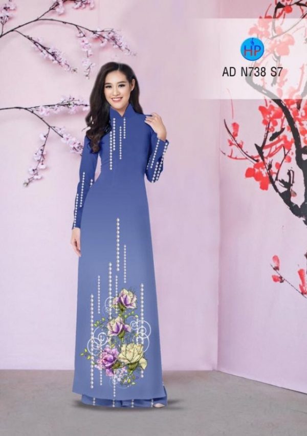 Vải áo dài hoa cẩm chướng AD N738