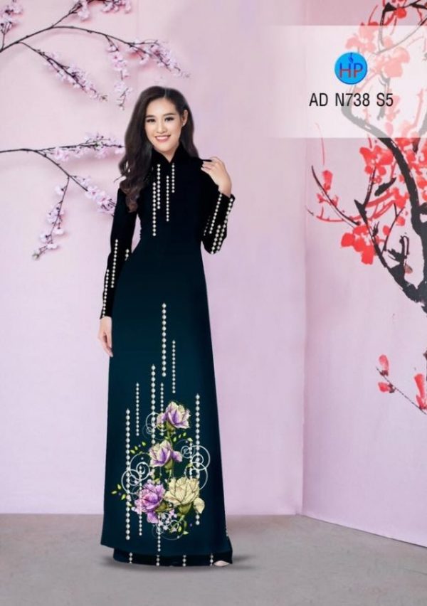 Vải áo dài hoa cẩm chướng AD N738