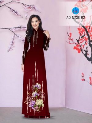 Vải áo dài hoa cẩm chướng AD N738