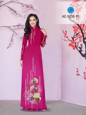 Vải áo dài hoa cẩm chướng AD N738