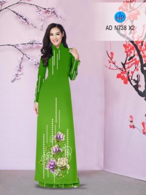 Vải áo dài hoa cẩm chướng AD N738