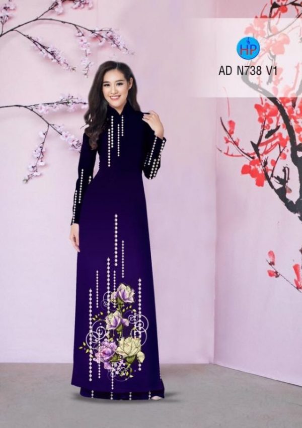 Vải áo dài hoa cẩm chướng AD N738