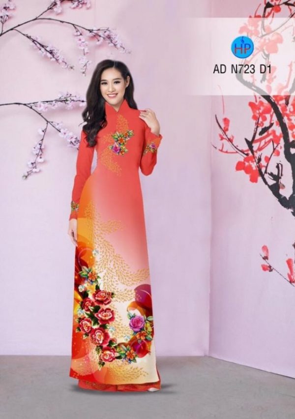 Vải áo dài hoa hồng AD N723